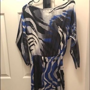 Blue, black and grey silk dress